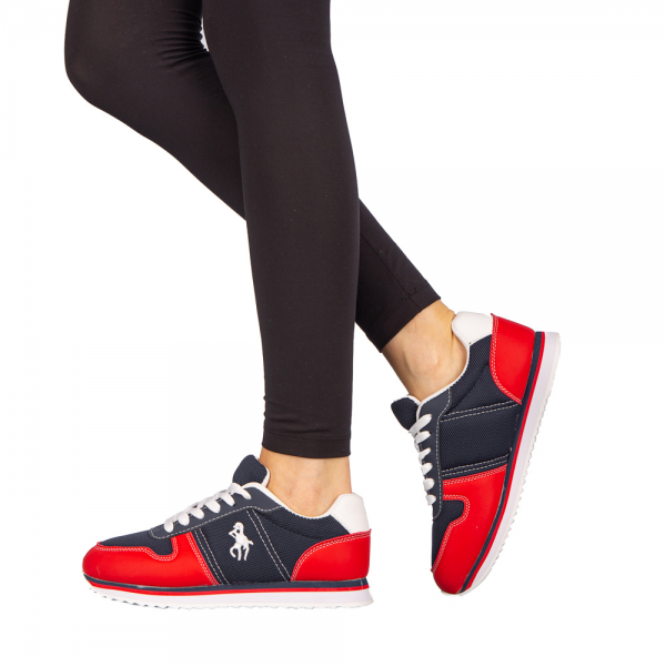 Γυναικεία αθλητικά παπούτσια   Corny μπλε με κόκκινο, 4 - Kalapod.gr